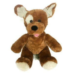 Build A Bear Brown Puppy Dog Plush 15" Stuffed Animal White Eye Patch Tongue Out